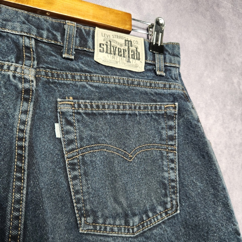 Vtg Levis SilverTab Baggy Jeans Mens 30x32 Dark Wash Blue Denim Relaxed Fit 90s